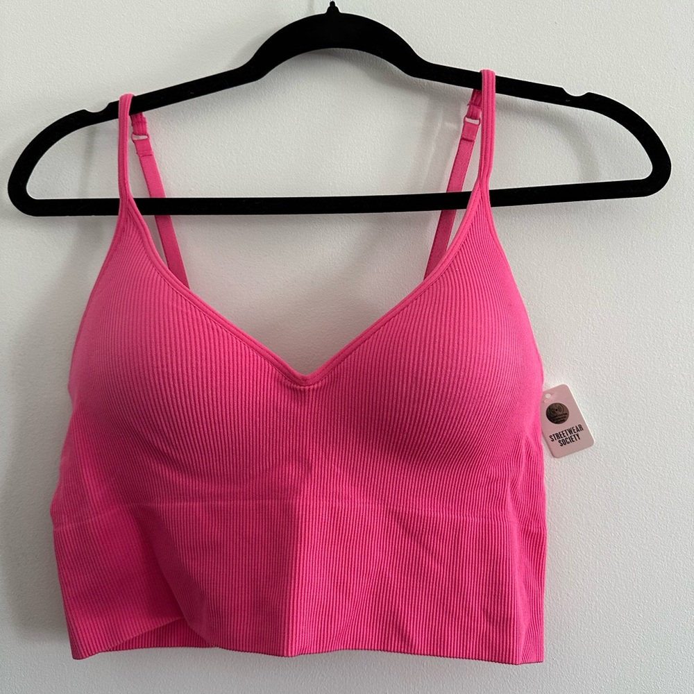 Pink Ribbed Women's Bralette